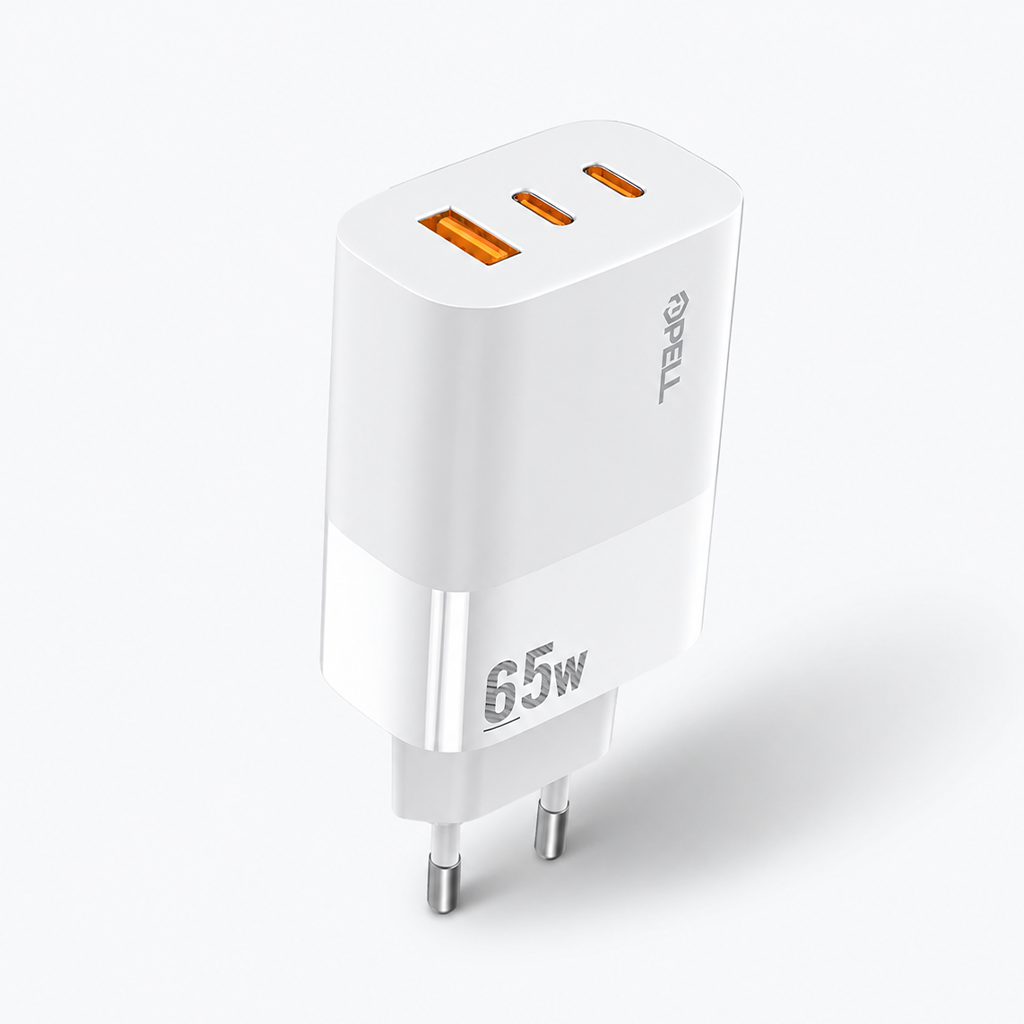 E14 65W PD 3 Portlu Ultra Hızlı Turbo Şarj Cihazı, Type-C ve USB Seyahat Adaptörü