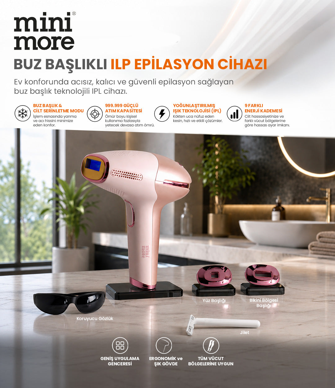 Mini More Beauty Professional IPL Lazer Epilasyon Cihazı 999.999 Atım