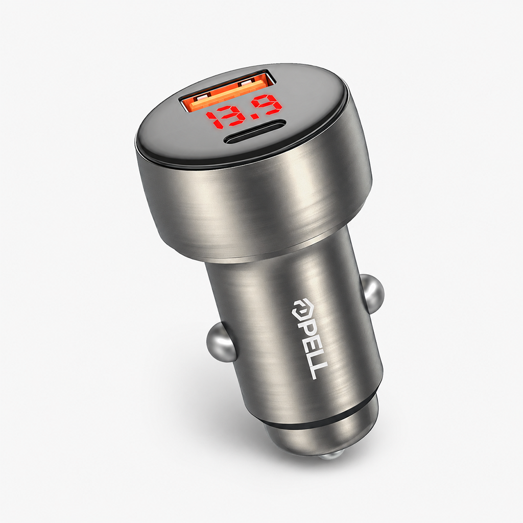 PL-C13 48W Turbo Araç İçi Şarj Cihazı, PD & QC 3.0 Çift Portlu Metal Hızlı Şarj Adaptörü