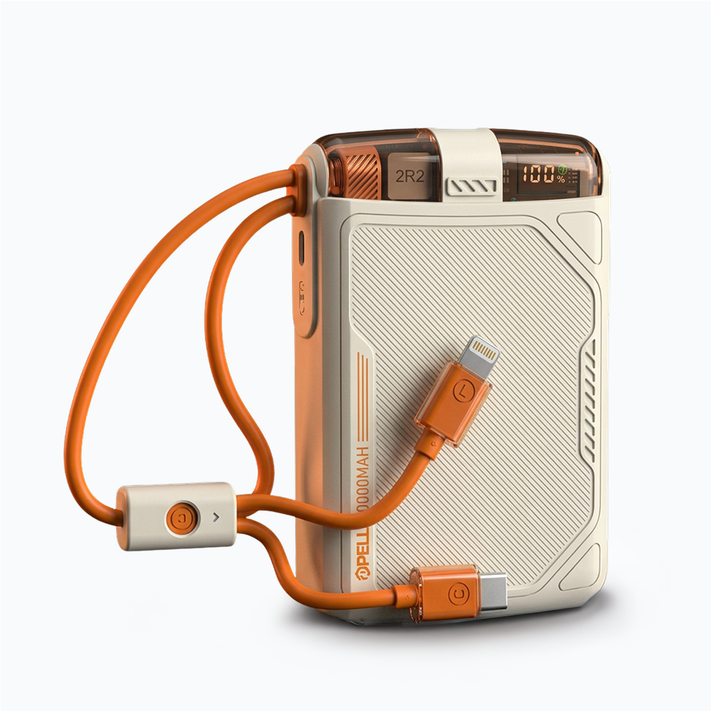 PL-F01 Dijital Ekran Ultra 10.000 Mah. 22.5w Turbo Şarj Kablosuz Powerbank BEJ / GRİ