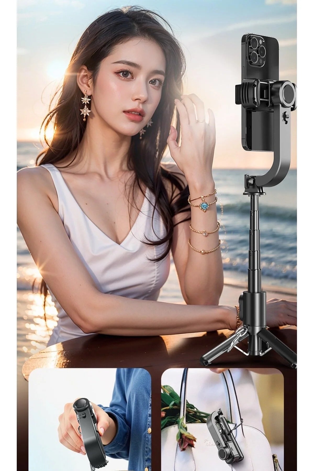 Entegre Tripod ve Uzaktan Kumandalı, Çok Fonksiyonlu Taşınabilir Telefon Tutucu