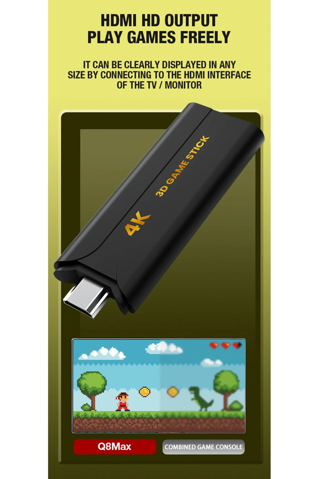 Q8 Max 4K Ultra HD Retro Oyun Konsolu - 40+ Emülatör 48.000+ Oyunlu Game Stick