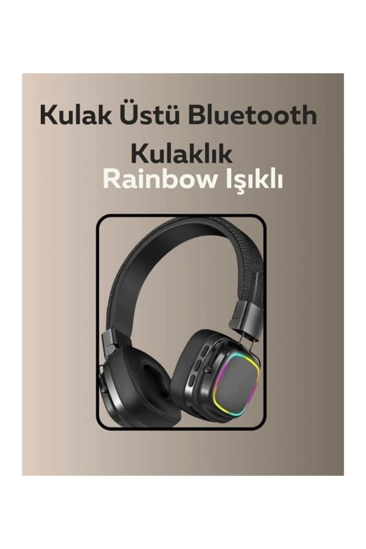 Bluetooth 5.3 Rainbow Işıklı Kulak Üstü Kablosuz Kulaklık Ürün ikincil görseli