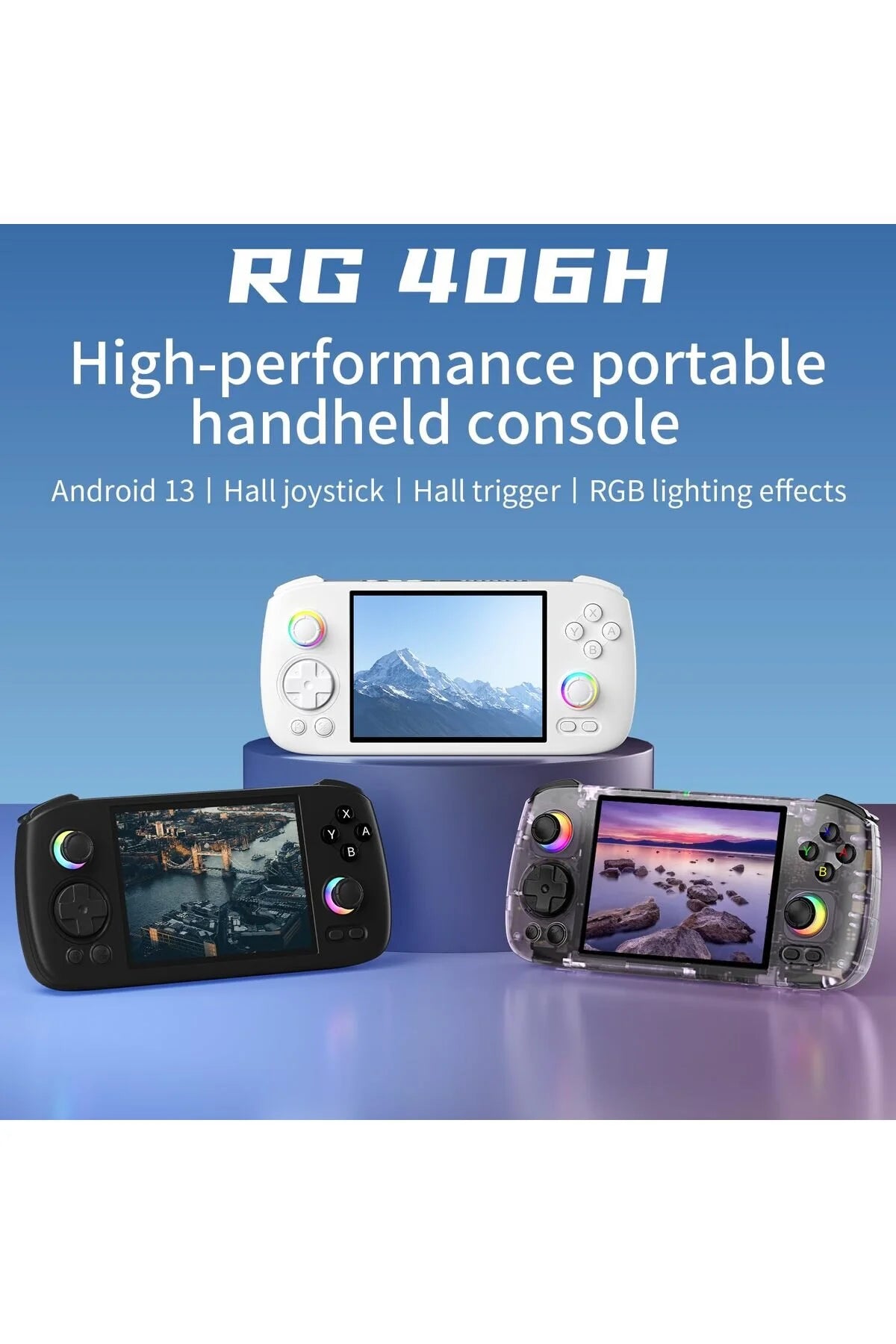 RG 406H Retro El Oyun ı Konsolu 4 Inç HD Ekran Bluetooth WIFI 8G + 128G Android 13 512G PSP PS2 /MOR / BEYAZ /MOR /GRİ