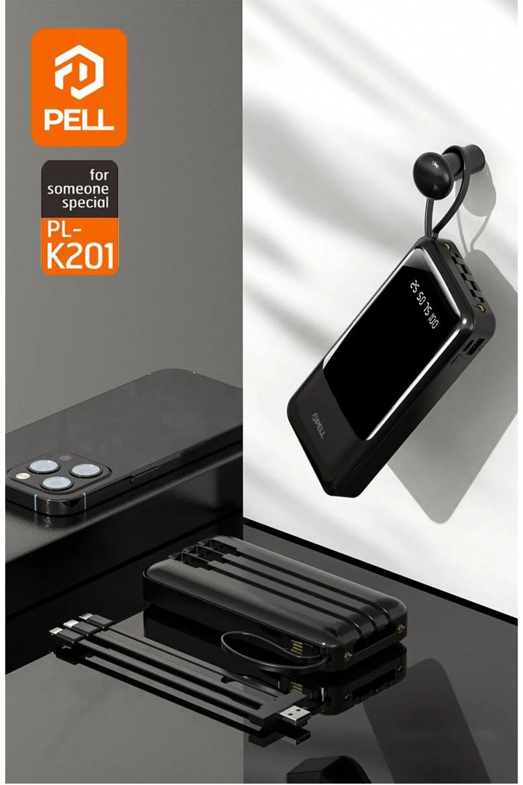 PL-K201 20.000 mAh. Göstergeli Lightning-Micro-Type-C ve Tablet girişli Powerbank