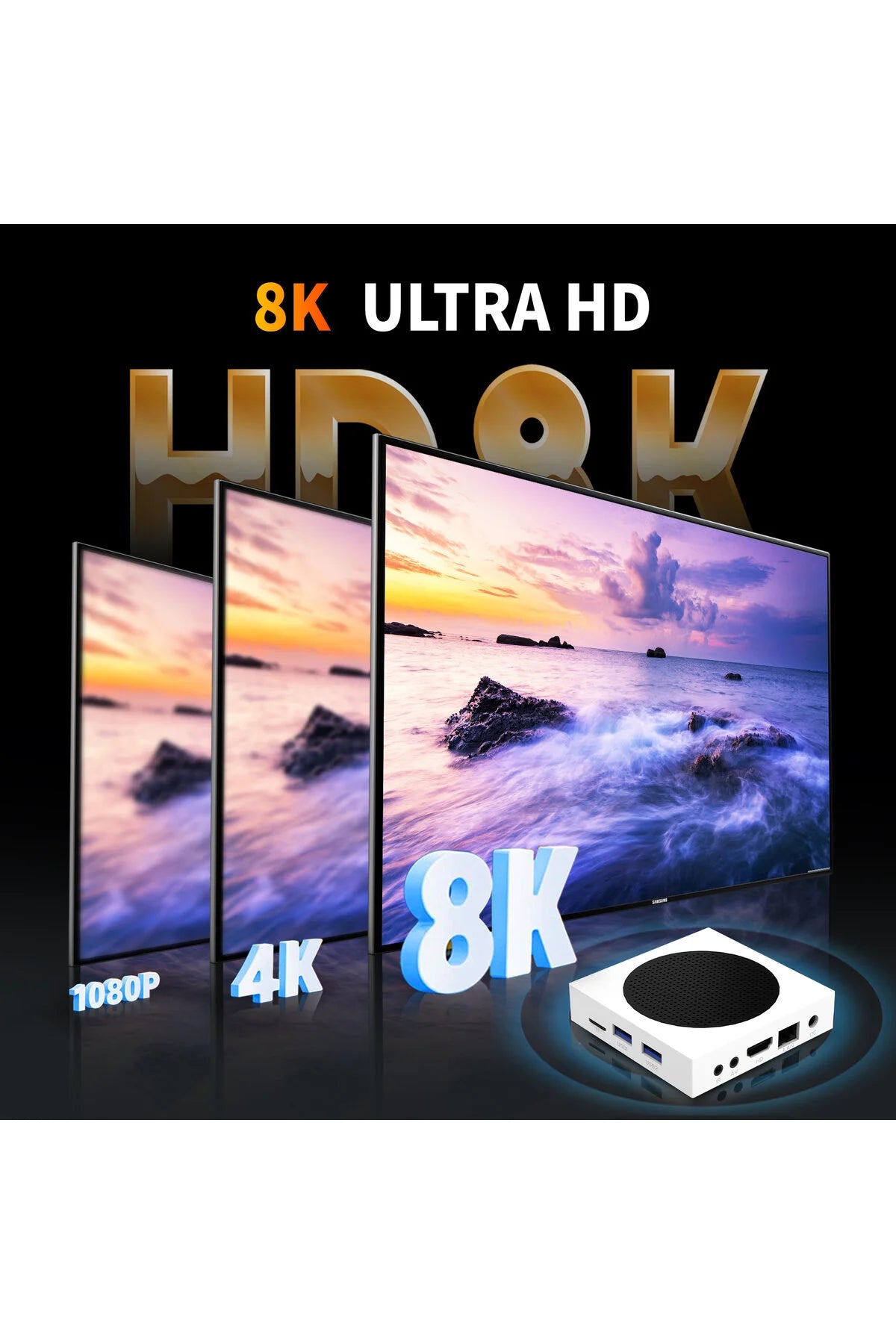 8K Ultra HD Android 14 TV Box - 4GB 64GB - Çift Bant Wi-Fi 6 Smart Media Player
