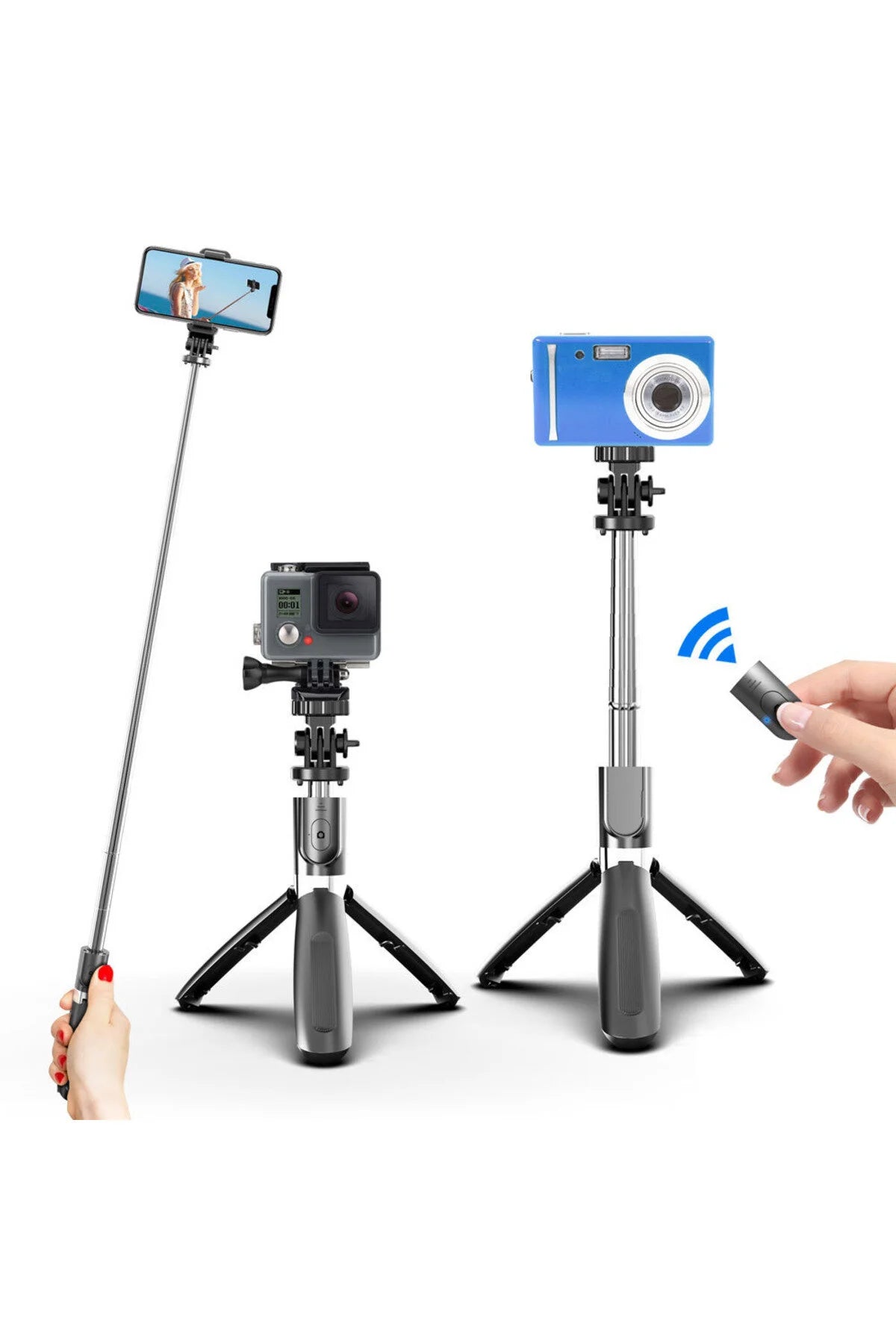 Tripod L02 4 In 1 Bluetooth Kumandalı Tripod Selfie Çubuğu