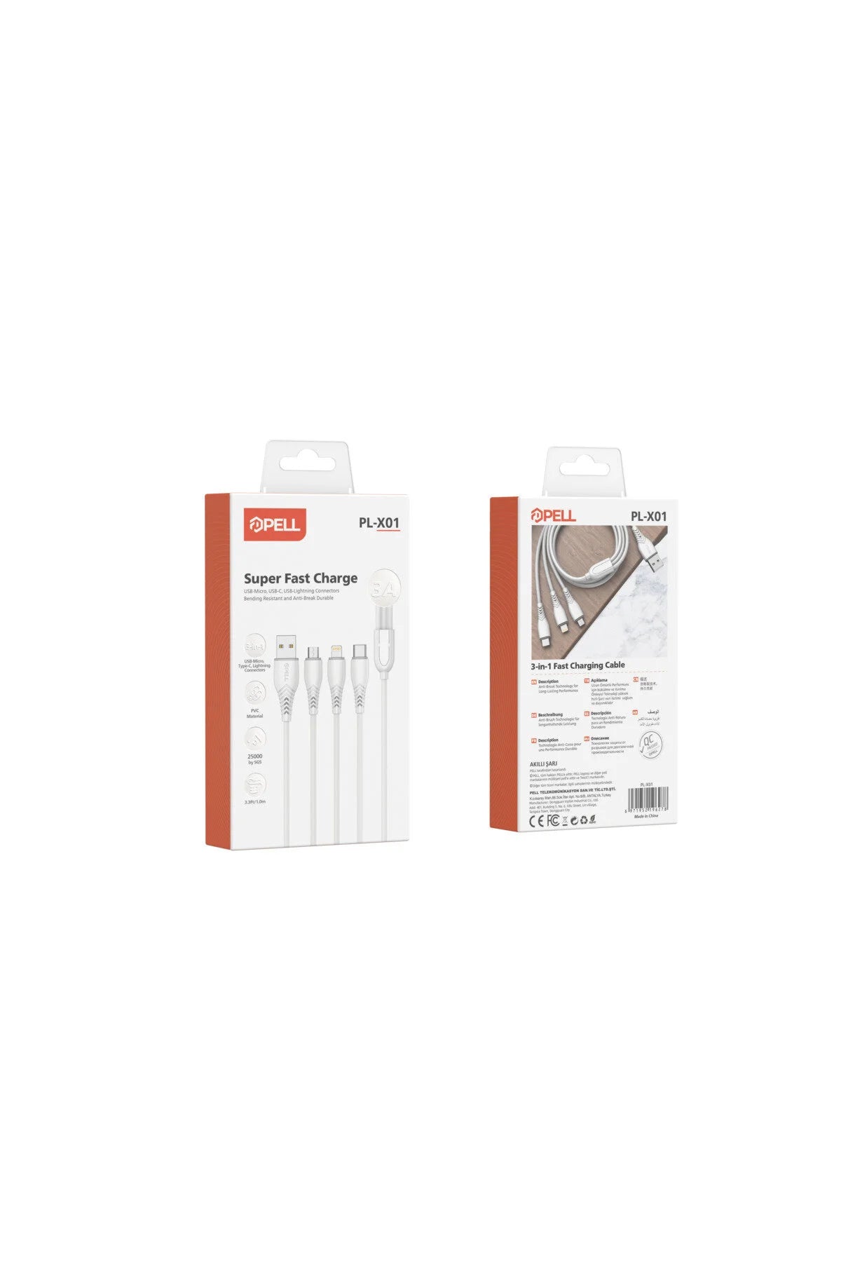 PL-X01 3 GİRİŞLİ TYPE-C MİKRO LİNGTNİNG HIZLI ŞARJ VE DATA KABLOSU
