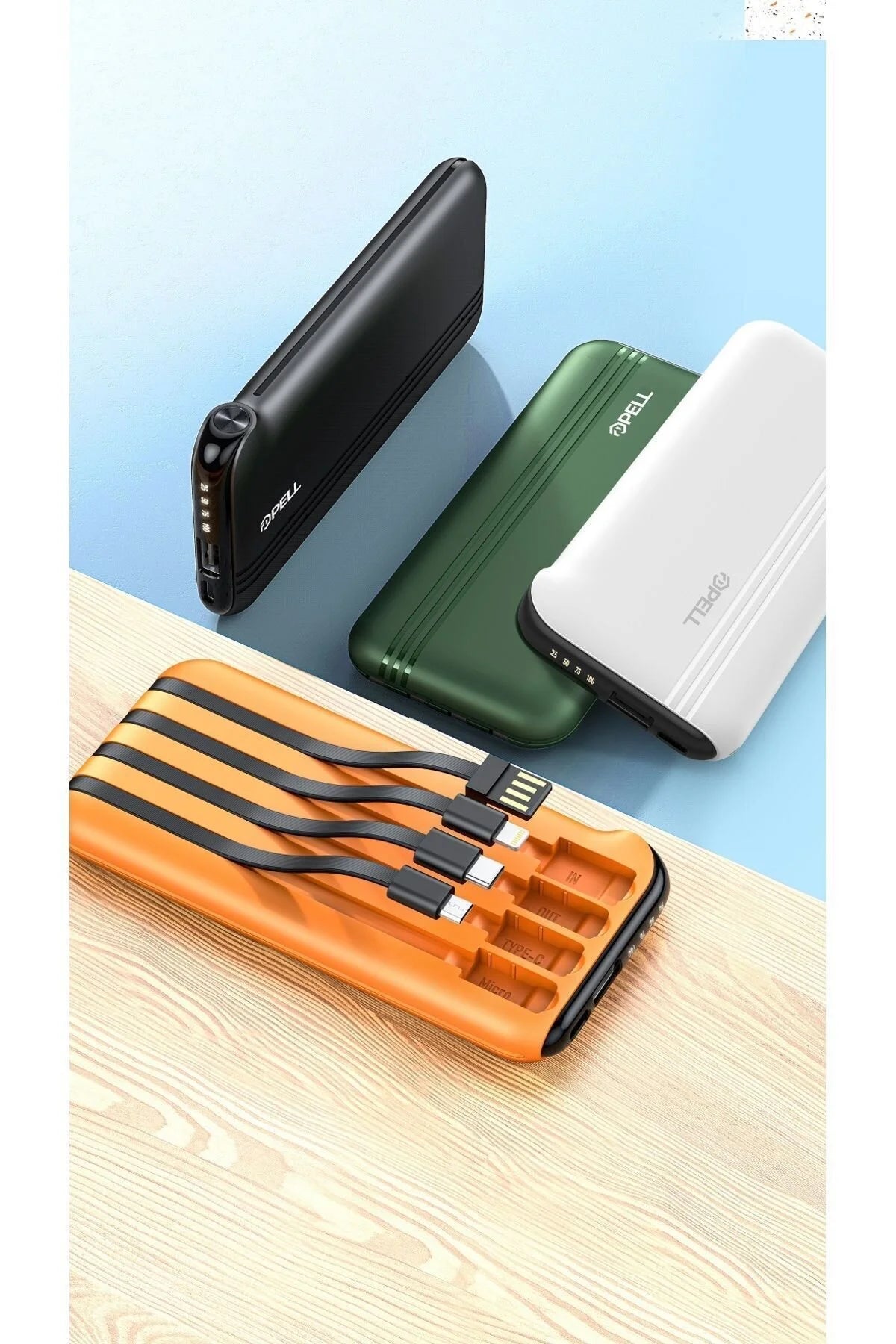 F10 10.000 mah Portable pwerbank USB / Type-C / IP / Micro / SİYAH / YEŞİL / BEYAZ