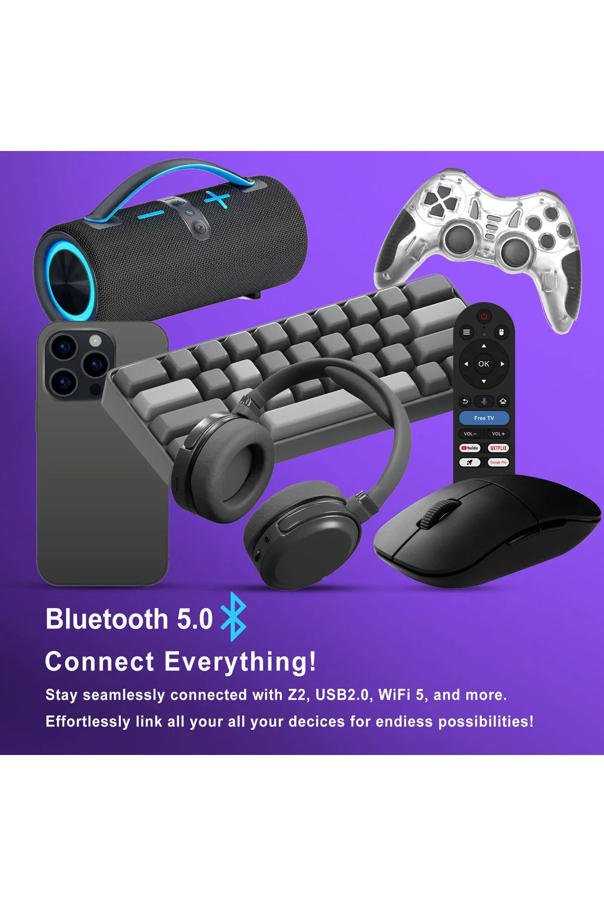 C8 Ultra HD 4K Android TV Box-Sesli Komut Kumandalı, Çift Wi-Fi & Bluetooth, 10K HDR Destekli