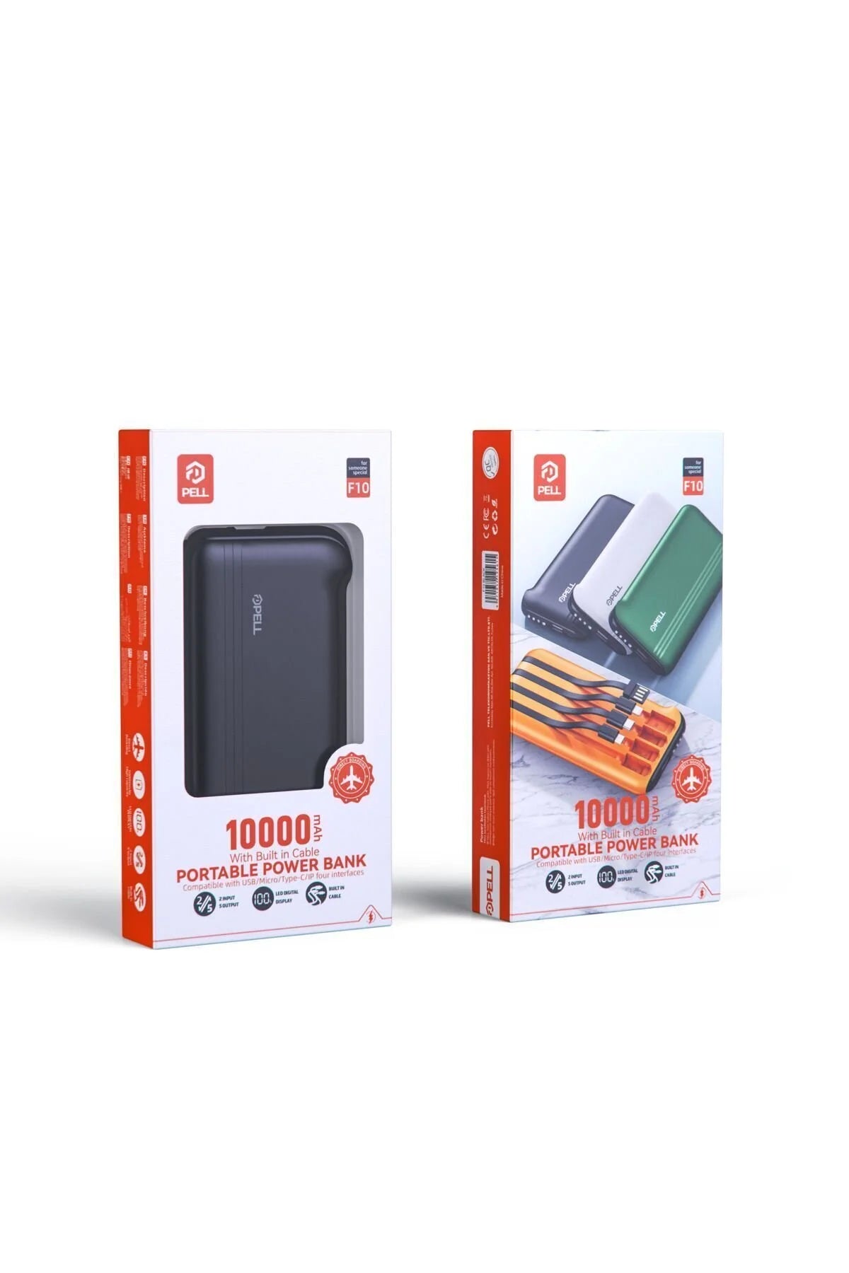 F10 10.000 mah Portable pwerbank USB / Type-C / IP / Micro / SİYAH / YEŞİL / BEYAZ