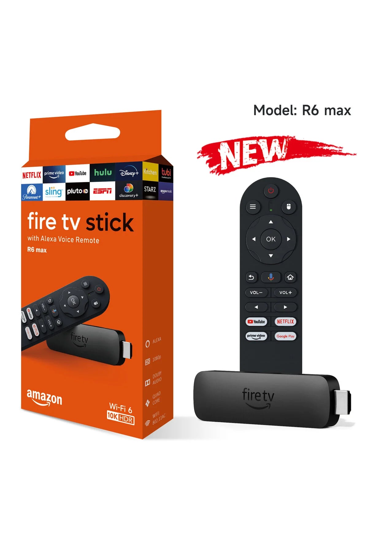 Fire TV Stick R6 Max 10K HDR Destekli Akıllı TV Dönüştürücü - Sesli Komut Kumandalı & Wi-Fi 6