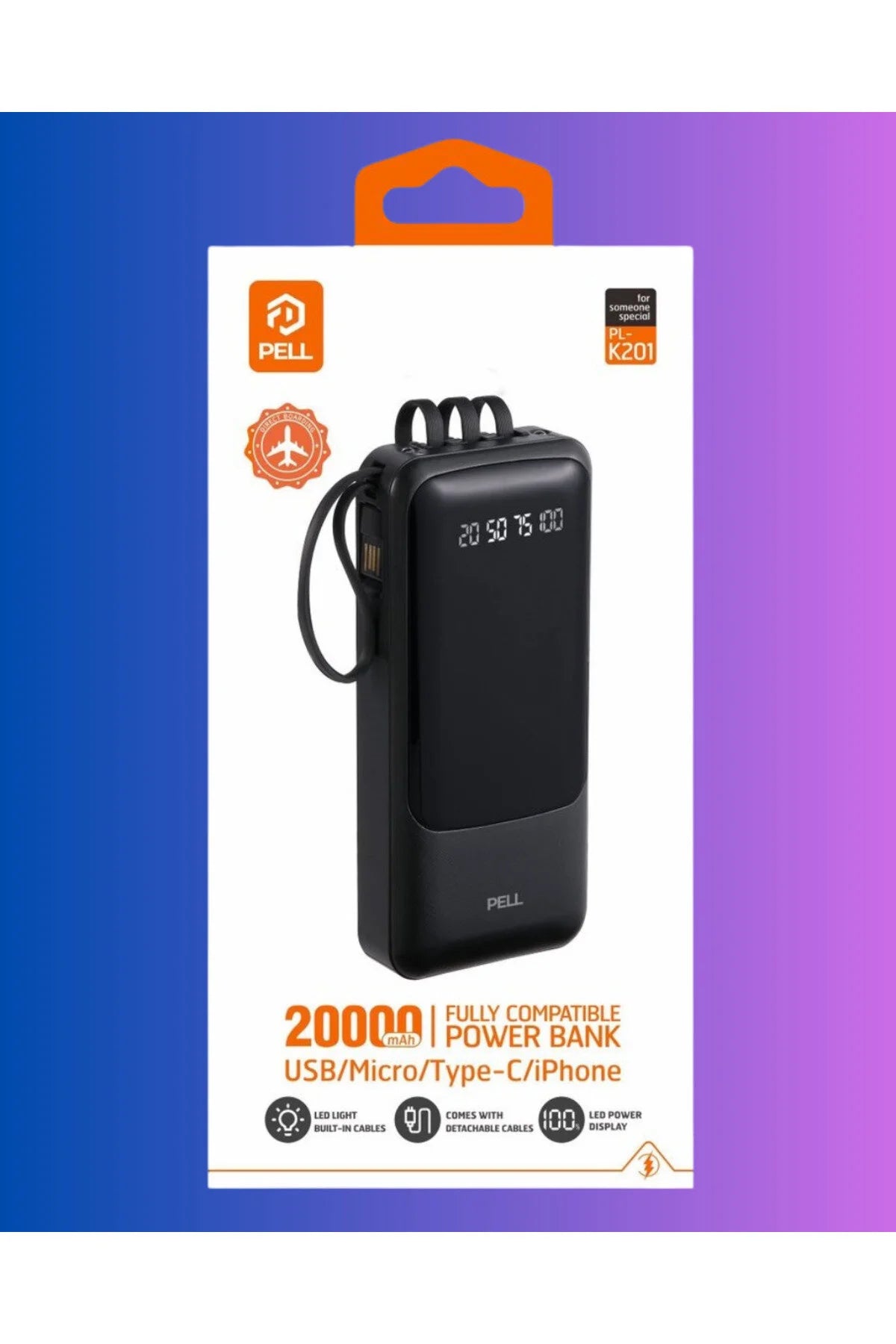 PL-K201 20.000 mAh. Göstergeli Lightning-Micro-Type-C ve Tablet girişli Powerbank