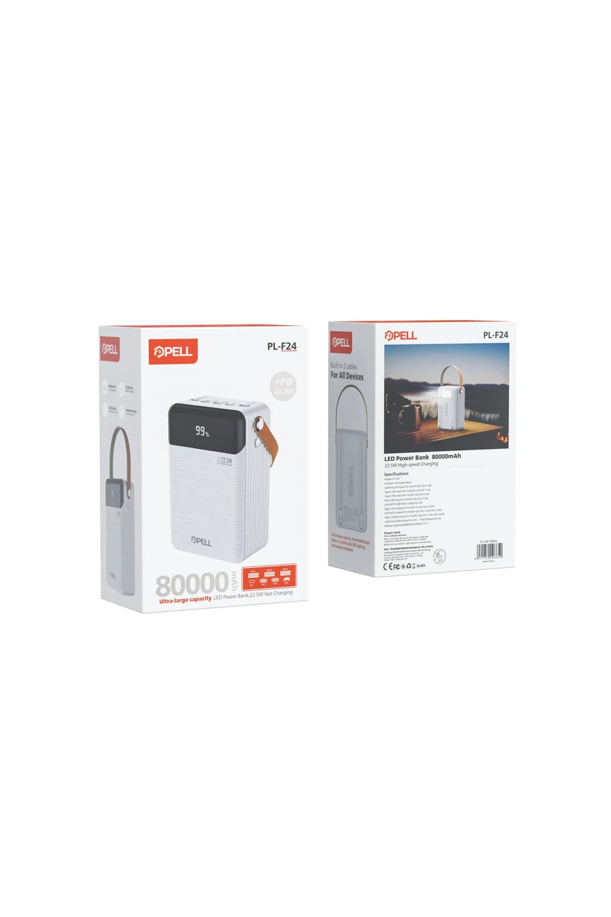 PL-F24 80.000 Mah. 22.5w Turbo Şarj Powerbank LED Işıklı