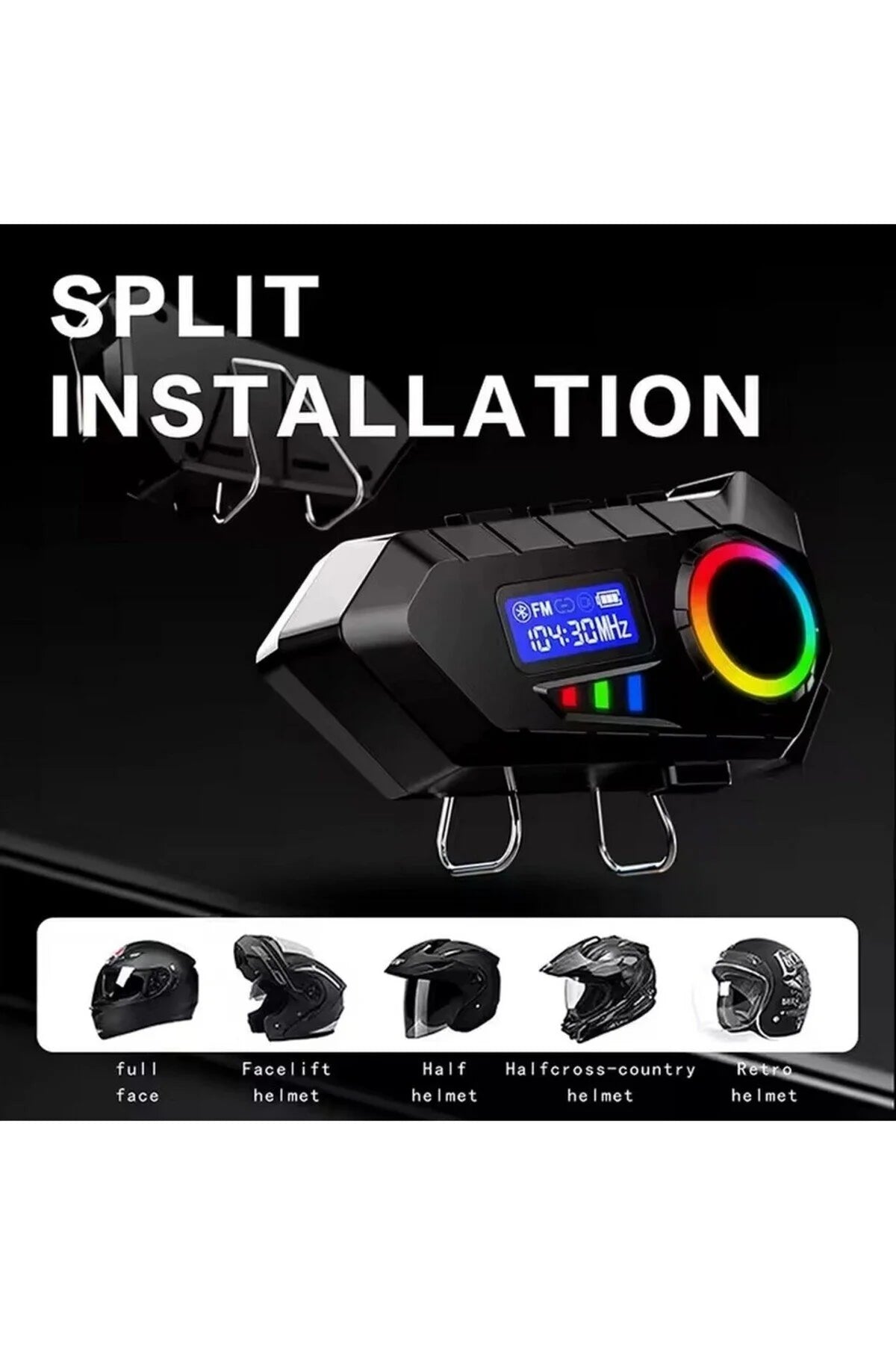 Y30 Kask Kulaklık Bluetooth Motosiklet Kulaklık Rgb Radyolu Intercom Ürün ikincil görseli