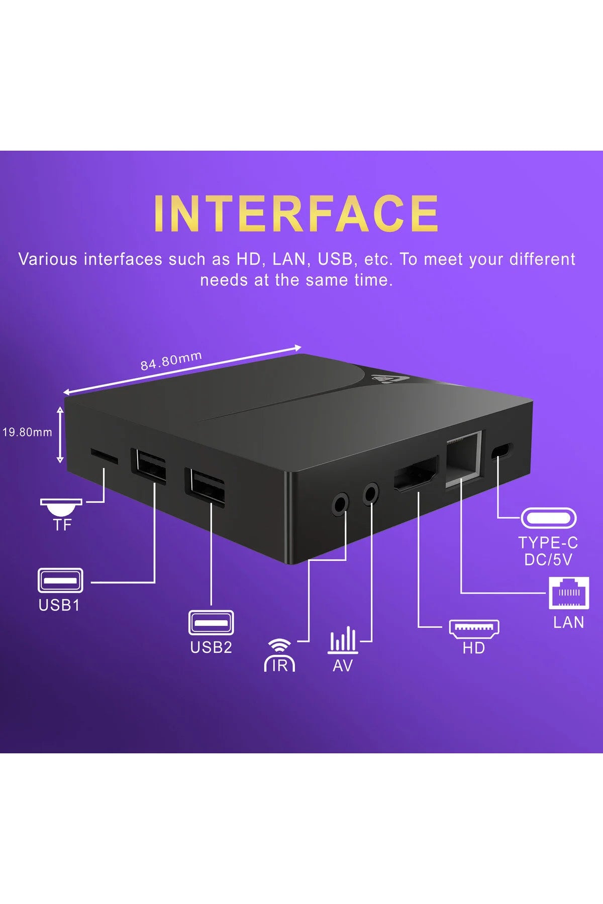 C8 Ultra HD 4K Android TV Box-Sesli Komut Kumandalı, Çift Wi-Fi & Bluetooth, 10K HDR Destekli