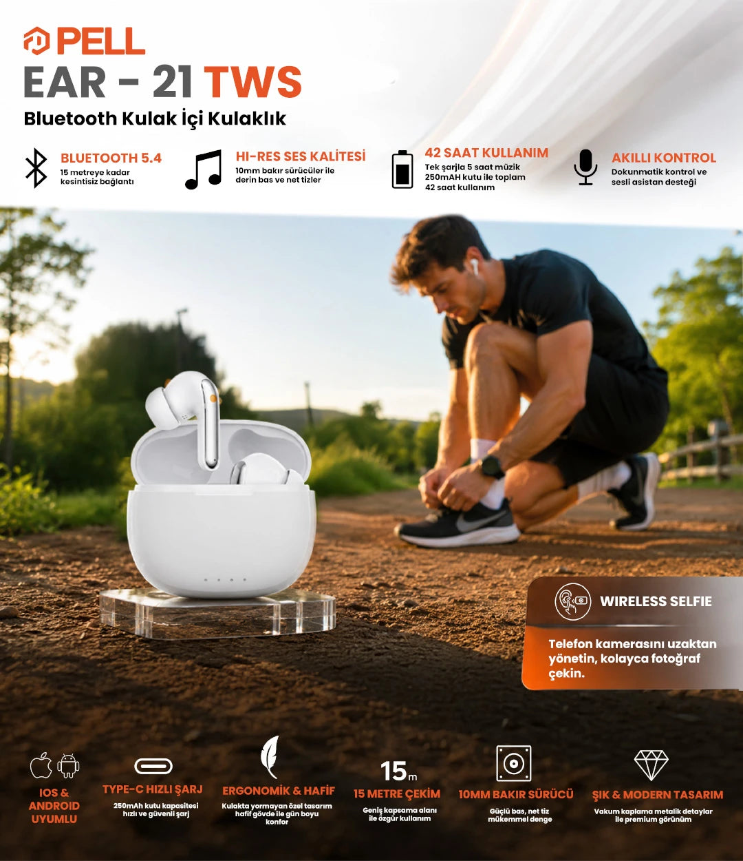 EAR-21 TWS Bluetooth Kulak İçi Kulaklık Bluetooth5.4