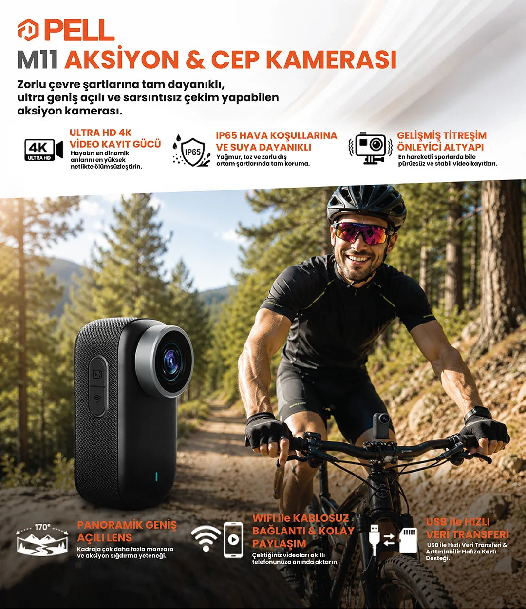 M11 4K Ultra HD WiFi Aksiyon Kamerası