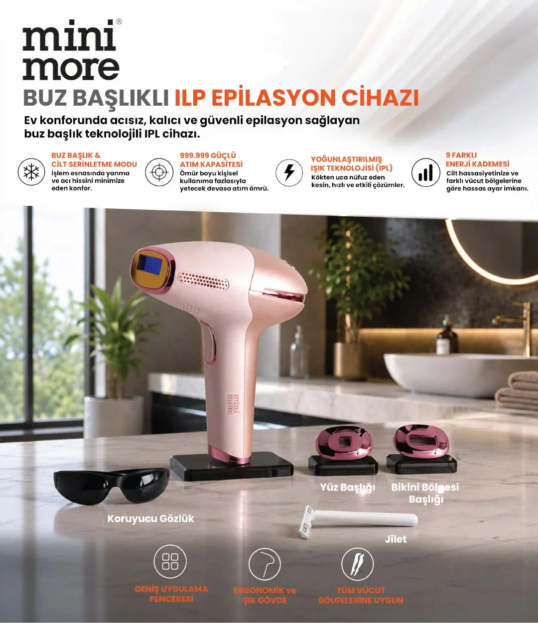 Mini More Beauty Professional IPL Lazer Epilasyon Cihazı 999.999 Atım