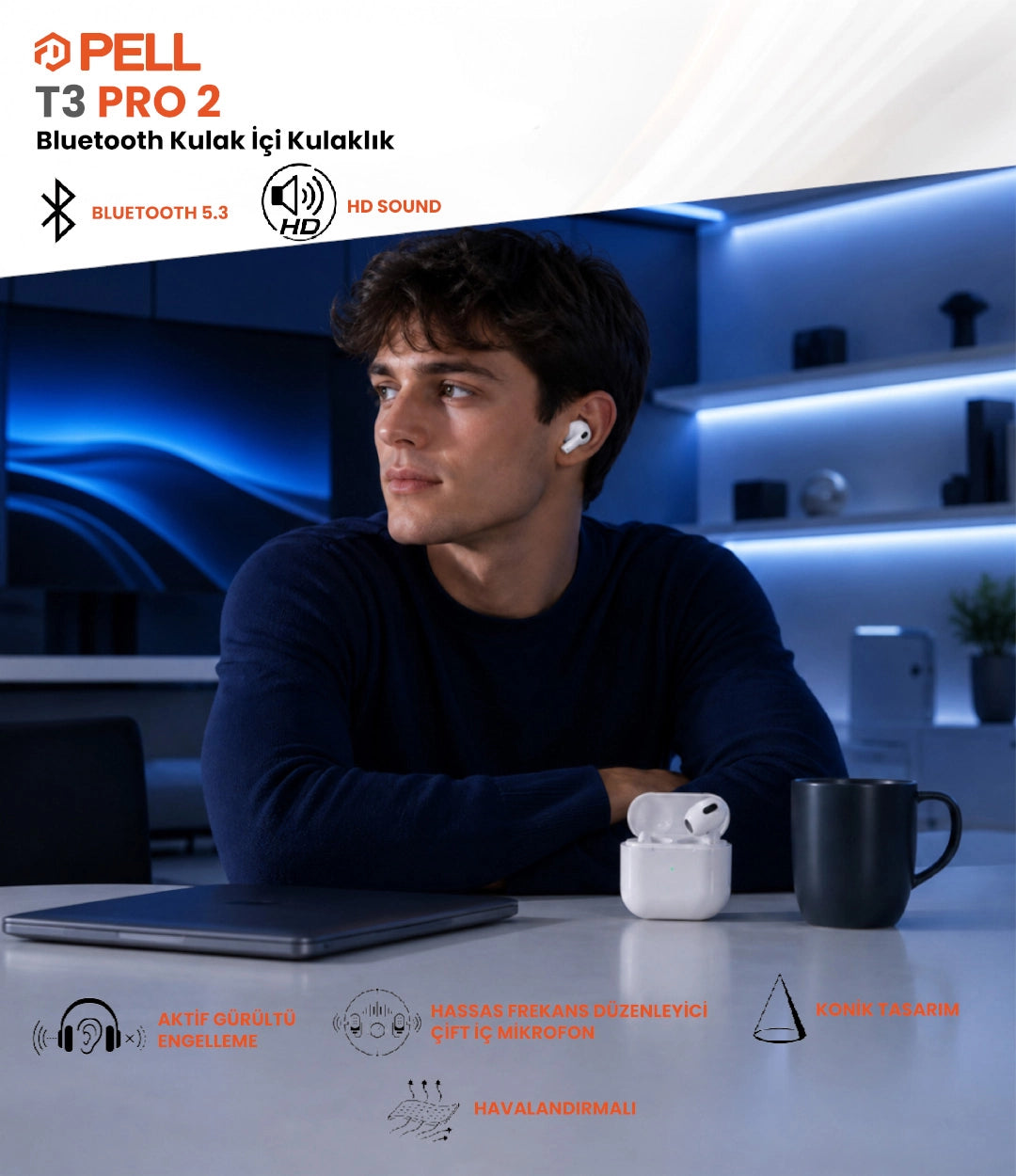 T3 Pro 2 Bluetooth Kulak İçi Kulaklık