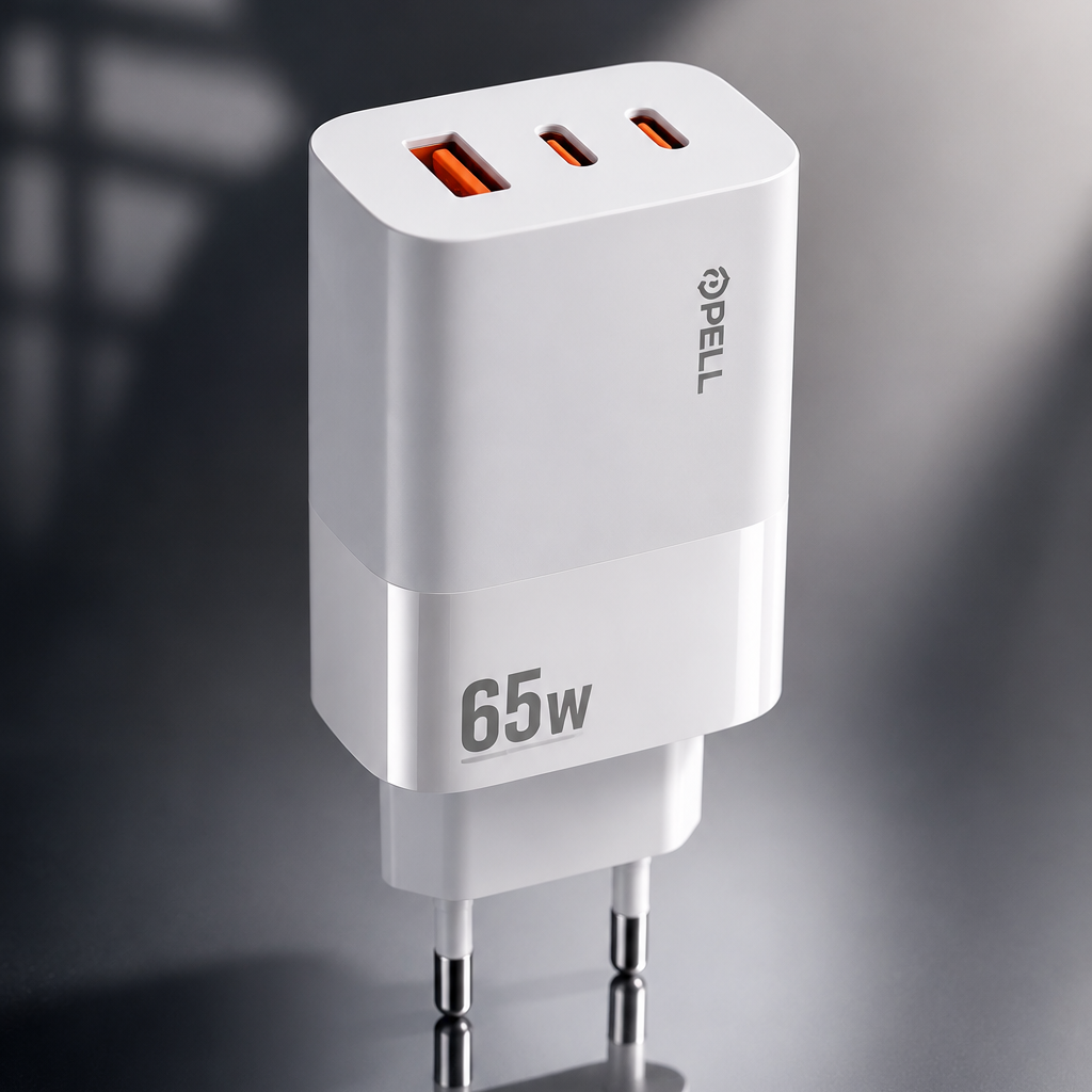 E14 65W PD 3 Portlu Ultra Hızlı Turbo Şarj Cihazı, Type-C ve USB Seyahat Adaptörü