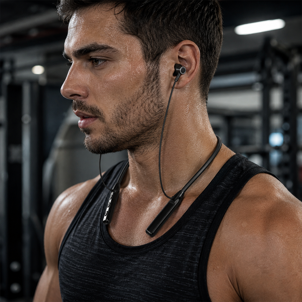 S22 Boyundan Askılı Spor Bluetooth 5.2 Kulaklık, Kablosuz Kulak İçi Koşu Kulaklığı - Siyah