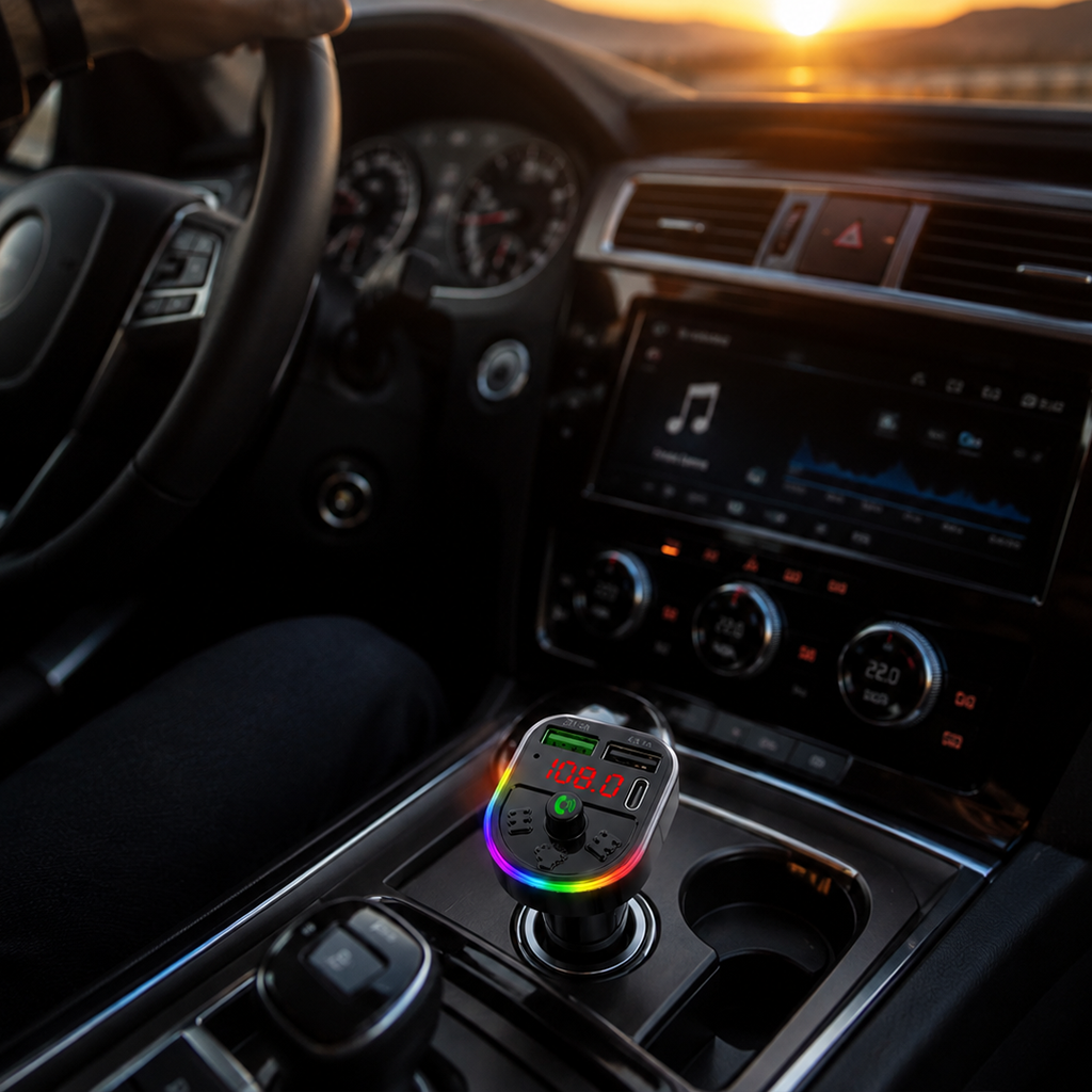 PL-C16 Bluetooth Araç Kiti ve FM Transmitter, PD Type-C Hızlı Şarjlı MP3 Çalar