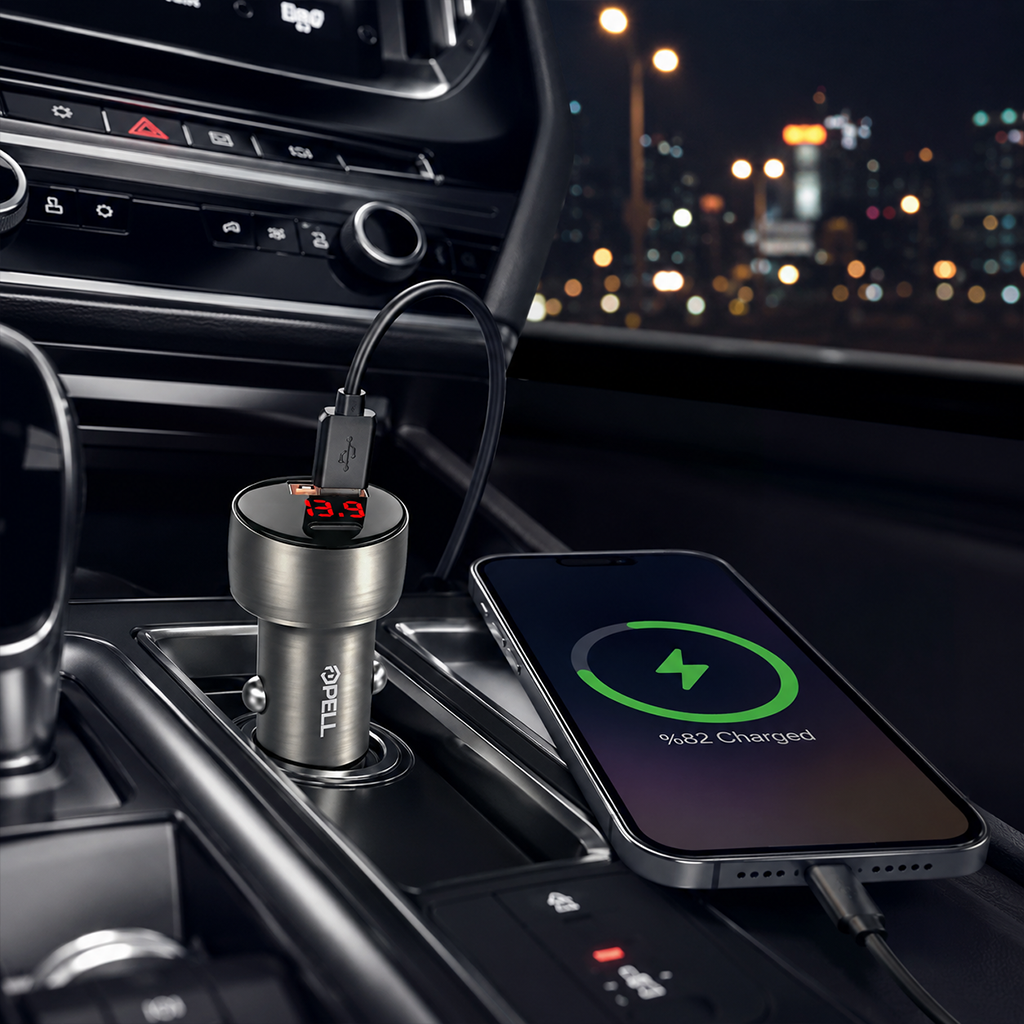 PL-C13 48W Turbo Araç İçi Şarj Cihazı, PD & QC 3.0 Çift Portlu Metal Hızlı Şarj Adaptörü