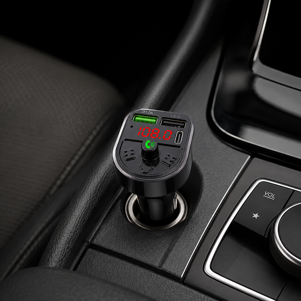 PL-C16 Bluetooth Araç Kiti ve FM Transmitter, PD Type-C Hızlı Şarjlı MP3 Çalar