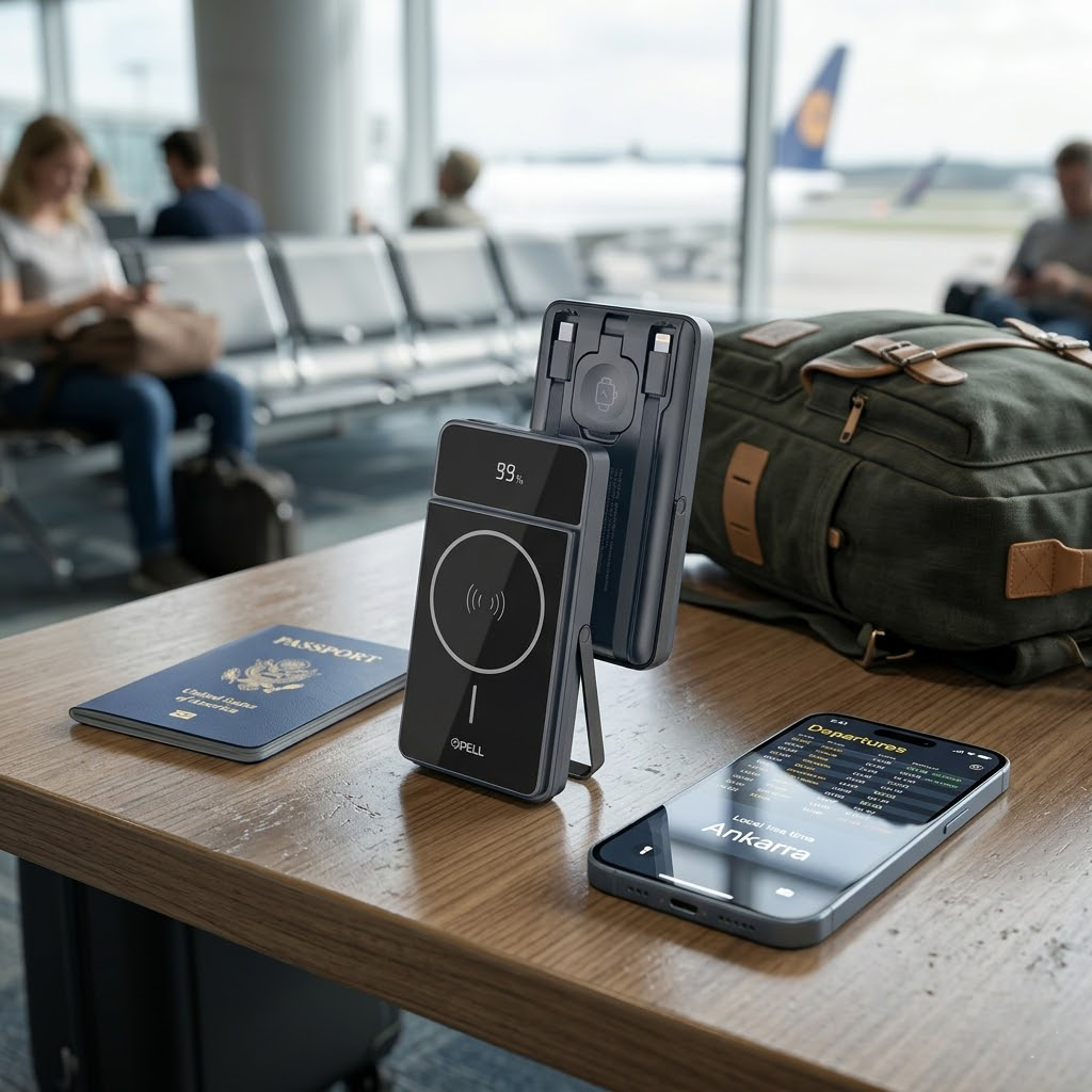 PL-F19 3'ü 1 Arada 10000 mAh Powerbank 22.5W, Kablosuz Dijital Ekranlı Hızlı Taşınabilir Şarj Cihazı
