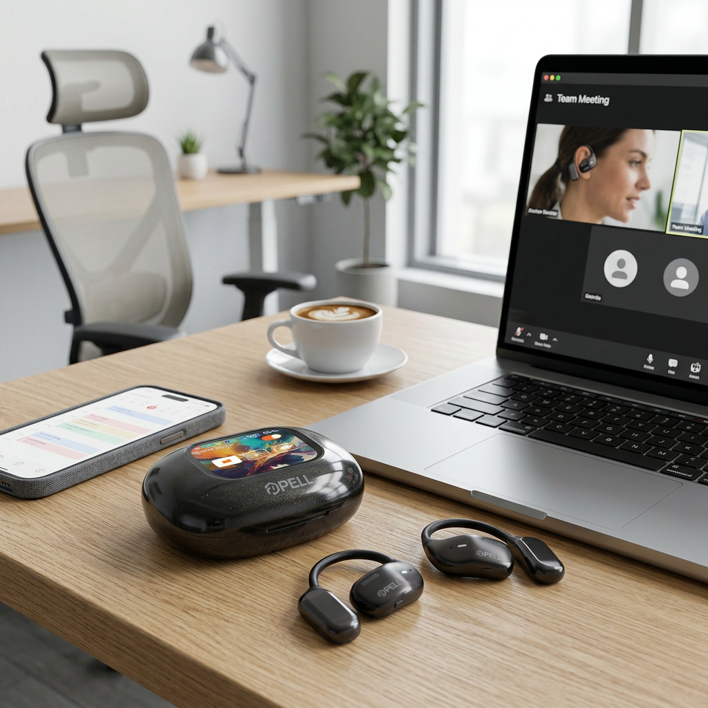 EAR-16 150 Dil Gerçek Zamanlı Yapay Zeka Çeviri Kulaklığı, LCD Dokunmatik Ekranlı Bluetooth 5.4 ANC Kulaklık