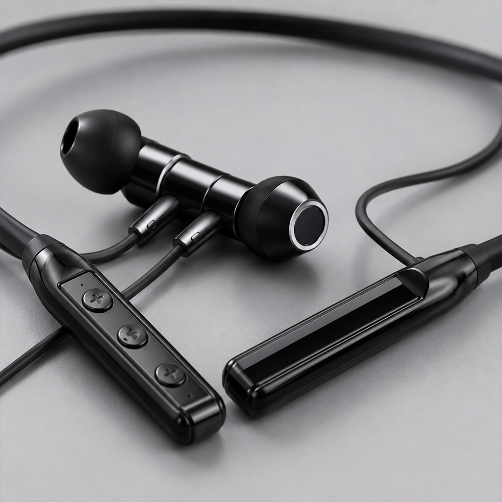 S22 Boyundan Askılı Spor Bluetooth 5.2 Kulaklık, Kablosuz Kulak İçi Koşu Kulaklığı - Siyah