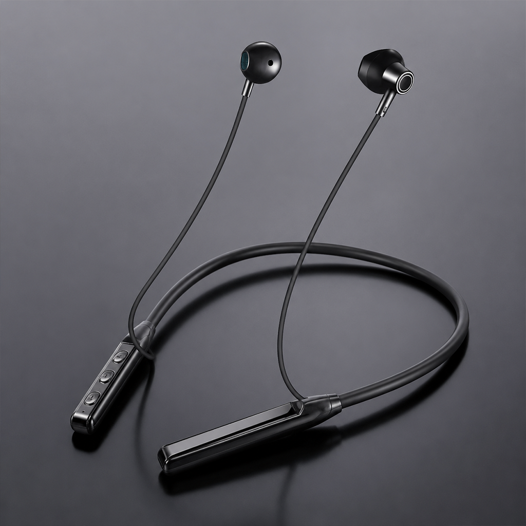S22 Boyundan Askılı Spor Bluetooth 5.2 Kulaklık, Kablosuz Kulak İçi Koşu Kulaklığı - Siyah