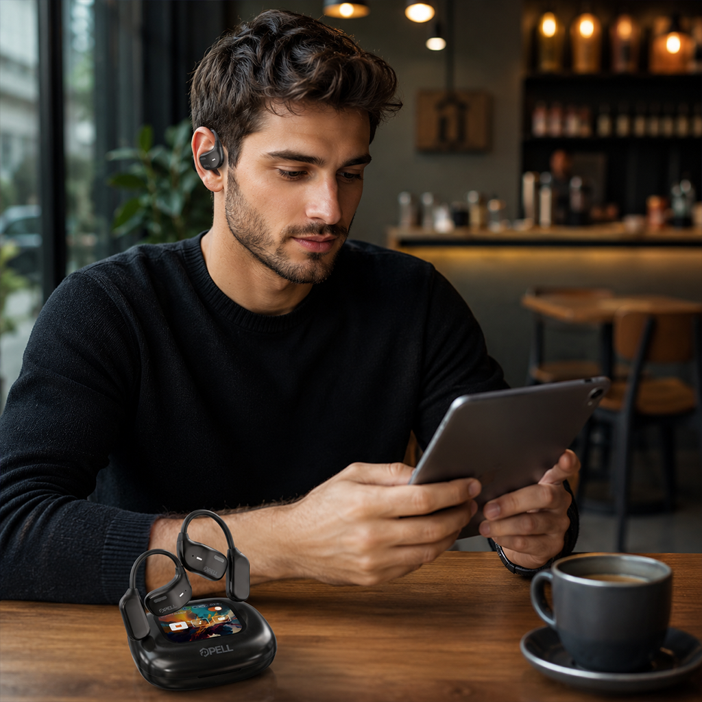 EAR-16 150 Dil Gerçek Zamanlı Yapay Zeka Çeviri Kulaklığı, LCD Dokunmatik Ekranlı Bluetooth 5.4 ANC Kulaklık