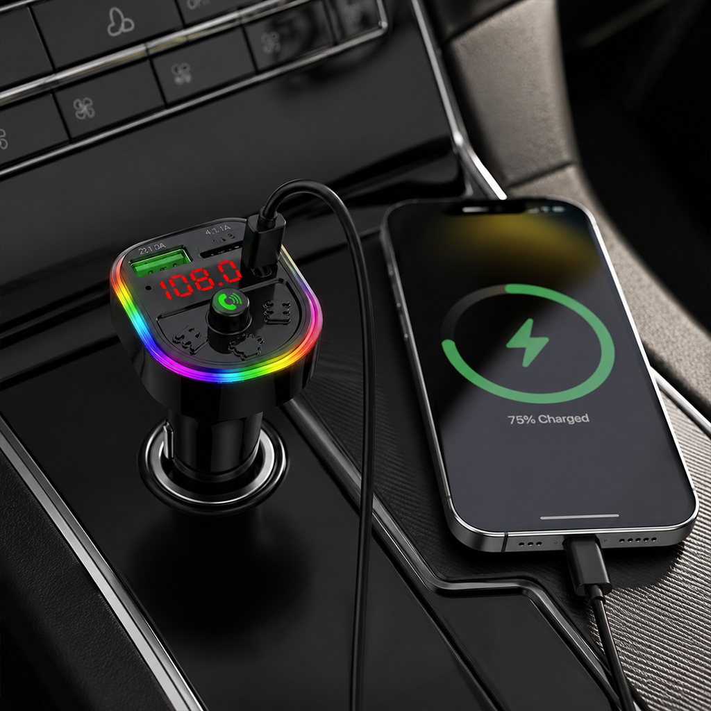 PL-C16 Bluetooth Araç Kiti ve FM Transmitter, PD Type-C Hızlı Şarjlı MP3 Çalar