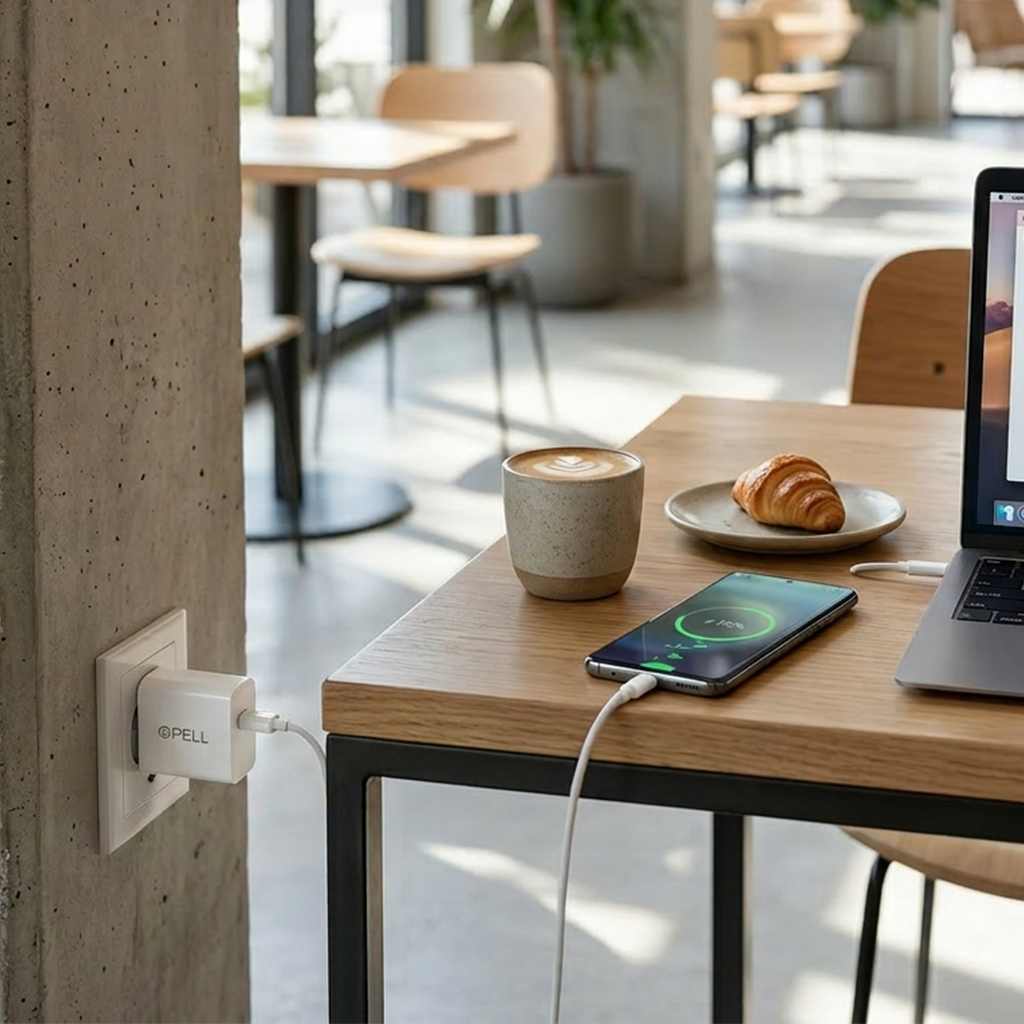 20W PD+QC Çift Portlu Turbo Hızlı Şarj Başlığı, Type-C ve USB Girişli Seyahat Adaptörü