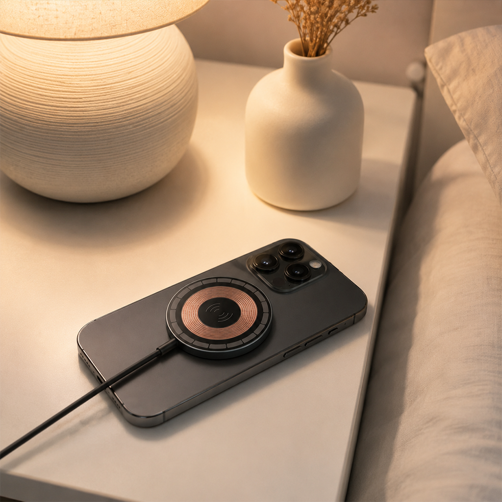 PL-W01 15W Manyetik Kablosuz Şarj Cihazı, Type-C Girişli Wireless Şarj Pedi