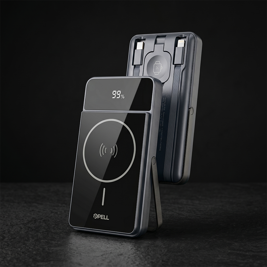 PL-F19 3'ü 1 Arada 10000 mAh Powerbank 22.5W, Kablosuz Dijital Ekranlı Hızlı Taşınabilir Şarj Cihazı