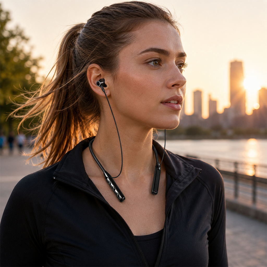 S22 Boyundan Askılı Spor Bluetooth 5.2 Kulaklık, Kablosuz Kulak İçi Koşu Kulaklığı - Siyah