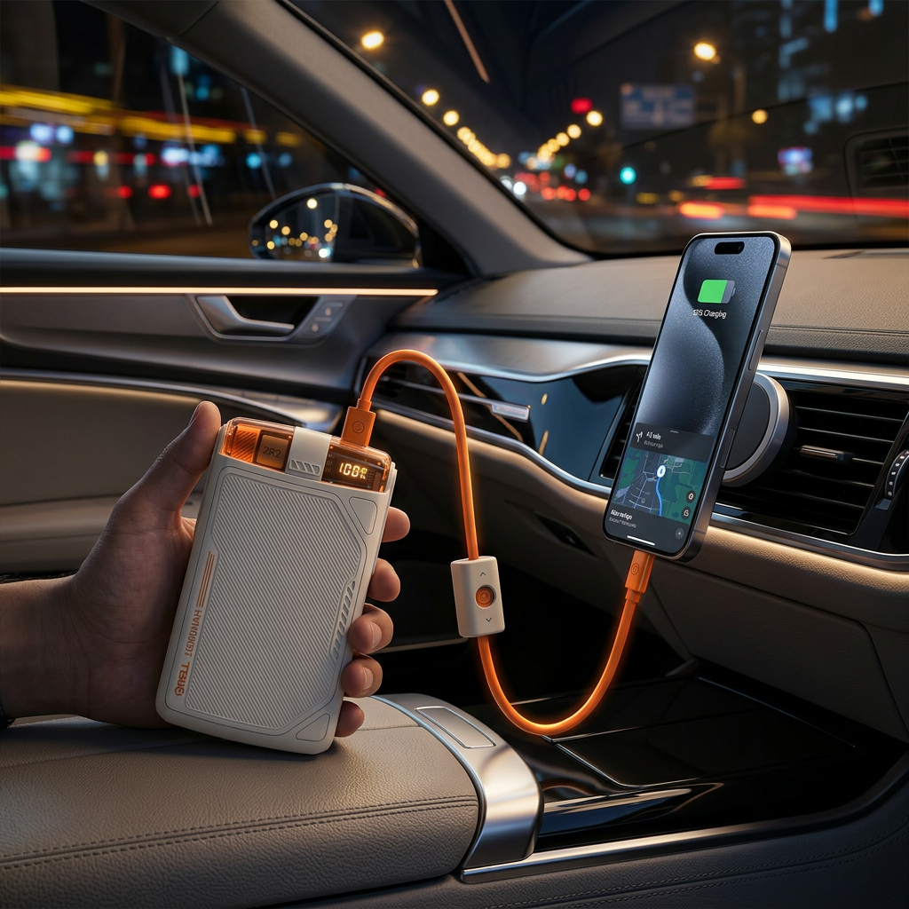 PL-F01 10000 mAh Powerbank 22.5W, Kablosuz Dijital Ekranlı Hızlı Taşınabilir Şarj Cihazı