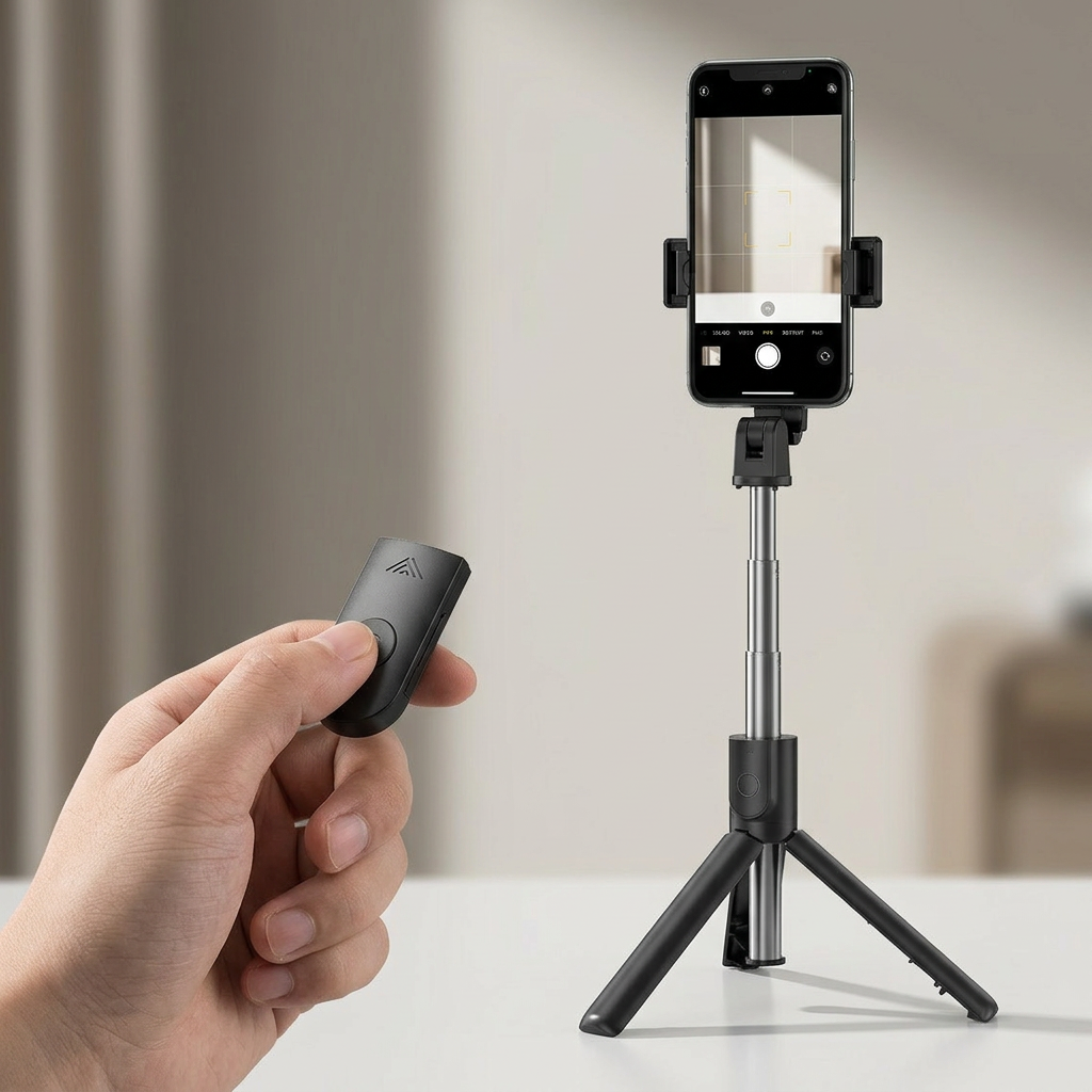 S05 Entegre Tripodlu ve Uzaktan Kumandalı Çok Fonksiyonlu Telefon Tutucu, Cold Shoe Destekli Taşınabilir Stand