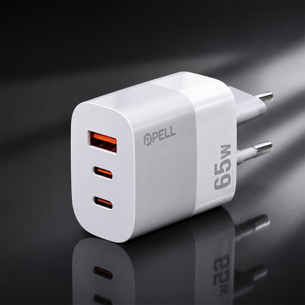 E14 65W PD 3 Portlu Ultra Hızlı Turbo Şarj Cihazı, Type-C ve USB Seyahat Adaptörü