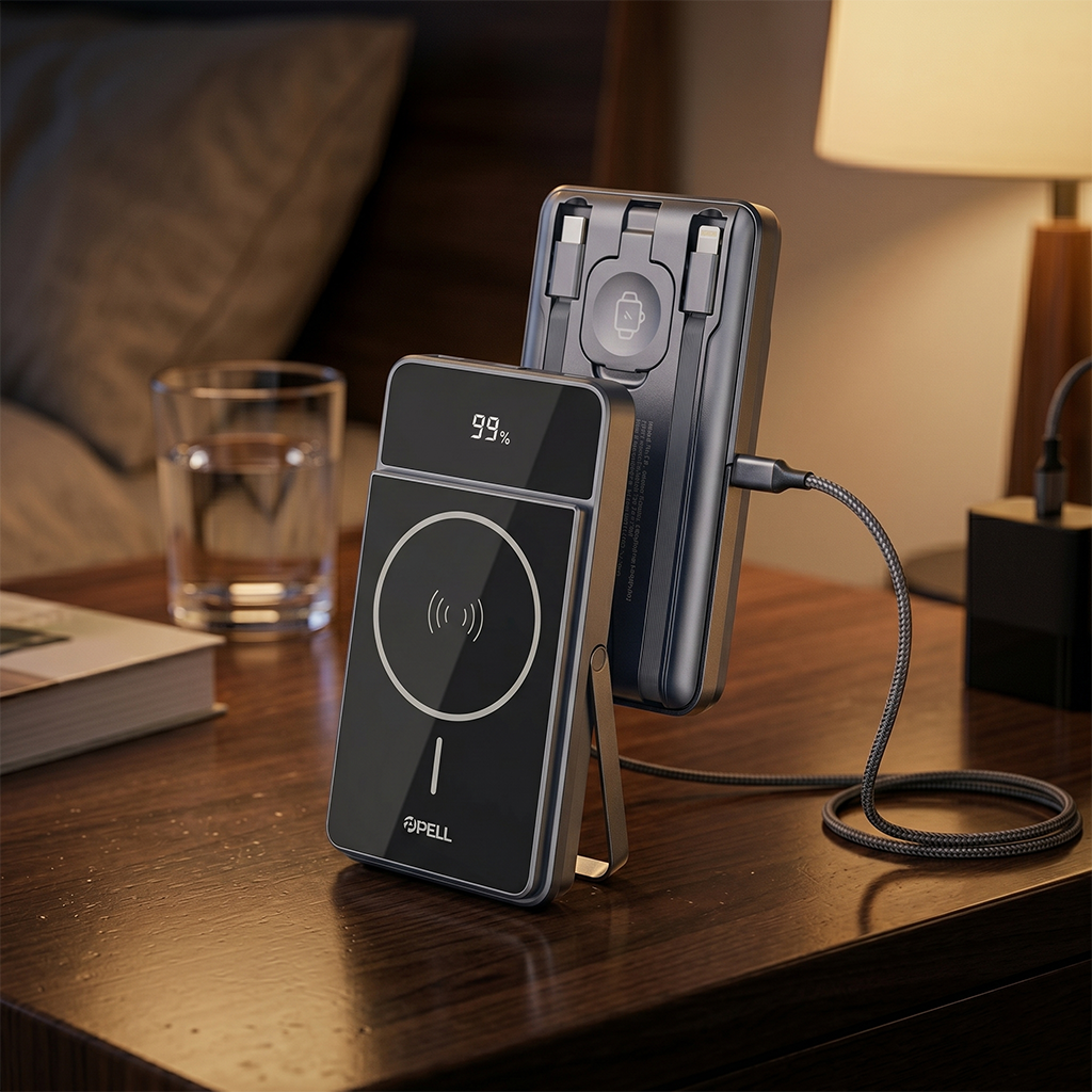 PL-F19 3'ü 1 Arada 10000 mAh Powerbank 22.5W, Kablosuz Dijital Ekranlı Hızlı Taşınabilir Şarj Cihazı