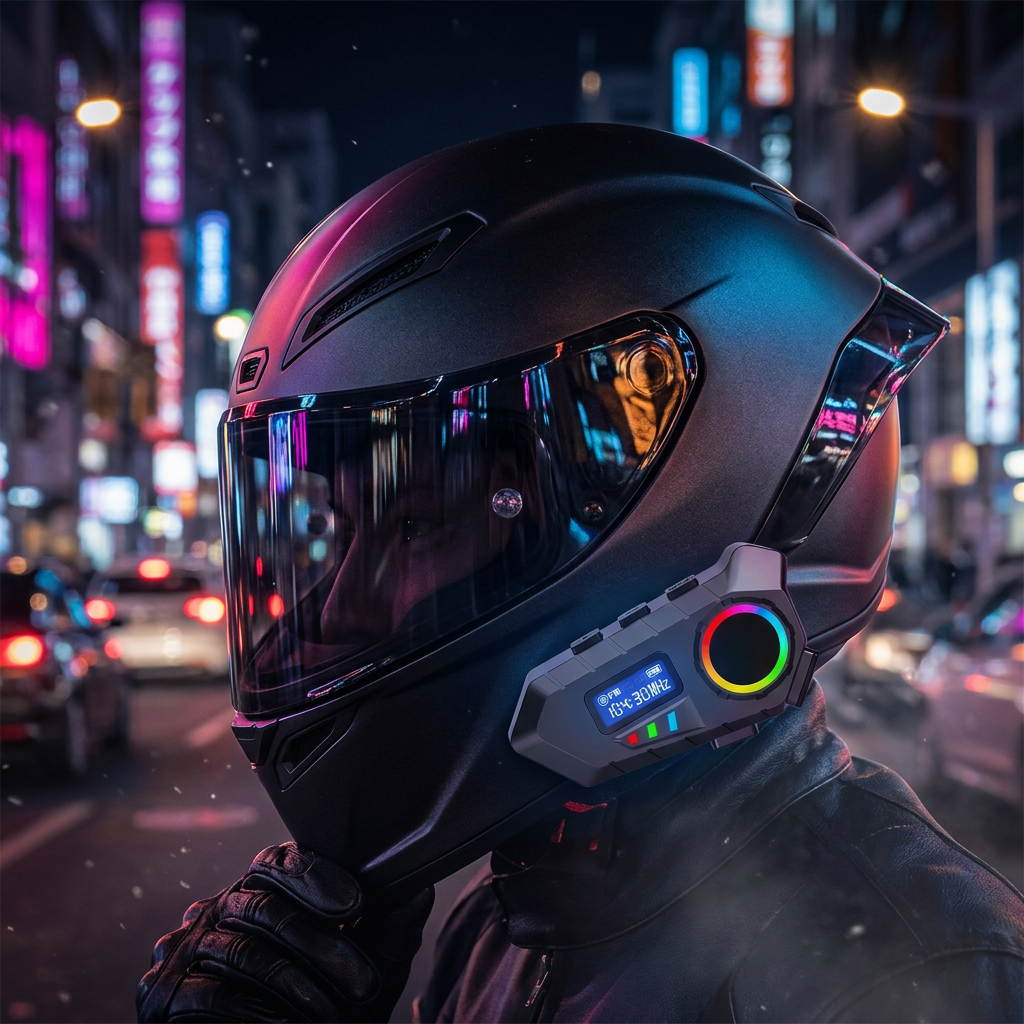 Y30 Motosiklet Kask Kulaklık RGB Işıklı Radyolu, Kablosuz Motor Intercomu