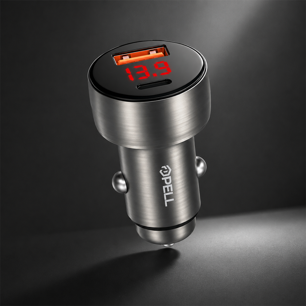 PL-C13 48W Turbo Araç İçi Şarj Cihazı, PD & QC 3.0 Çift Portlu Metal Hızlı Şarj Adaptörü