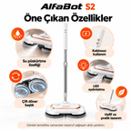 ALFABOT S2 Kablosuz Elektrikli Mop Paspas Çift Motorlu, Döner Başlıklı Silme ve Parlatma Cihazı