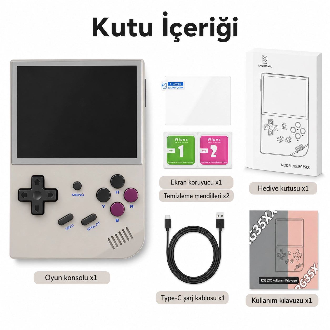 ANBERNIC RG35XX TV Uyumlu Retro El Oyun Konsolu, 3.5 İnç IPS Ekran HDMI Taşınabilir Emülatör
