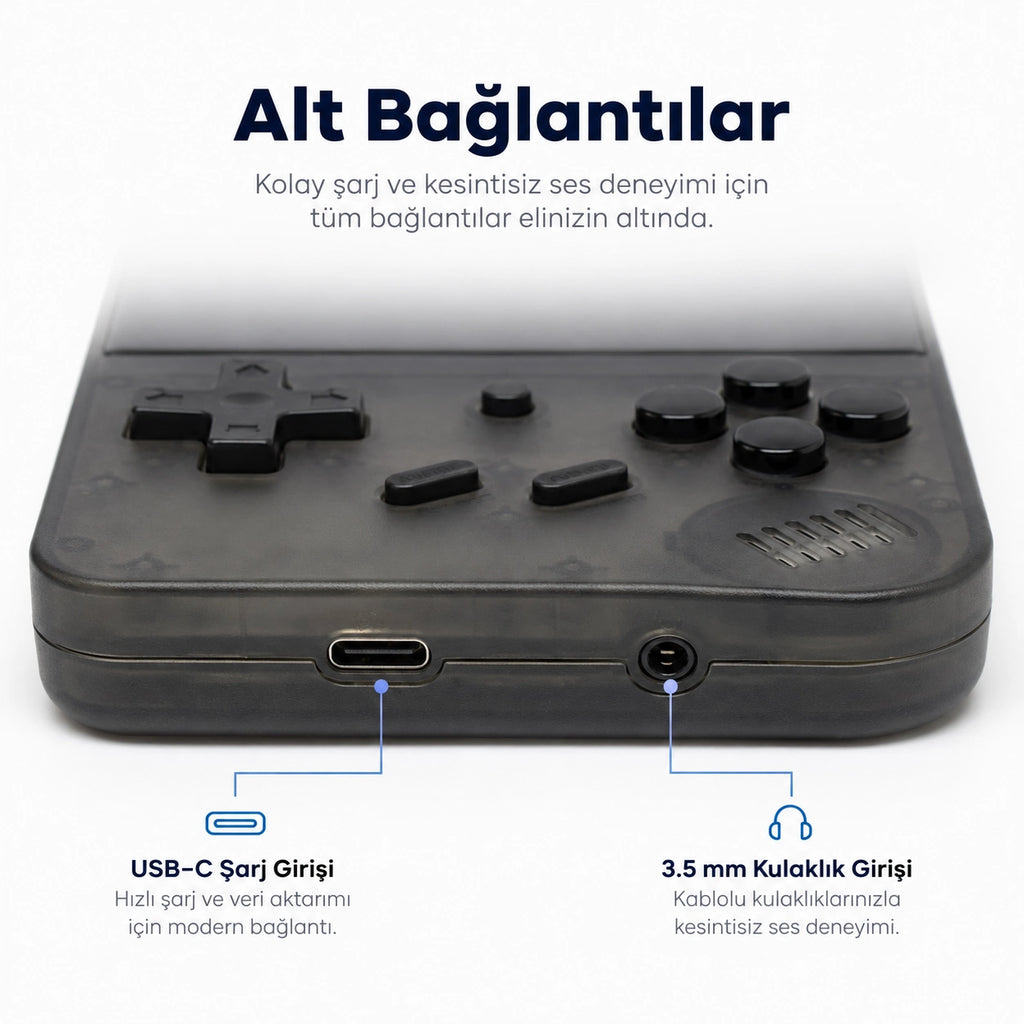 PELL ANBERNIC RG35XX TV Uyumlu Retro El Oyun Konsolu, 3.5 İnç IPS Ekran HDMI Taşınabilir Emülatör