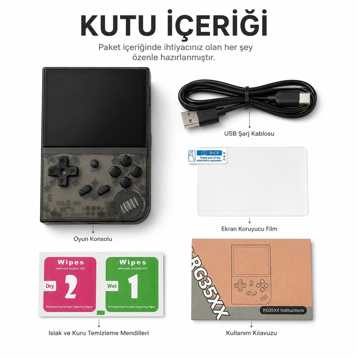 ANBERNIC RG35XX TV Uyumlu Retro El Oyun Konsolu, 3.5 İnç IPS Ekran HDMI Taşınabilir Emülatör