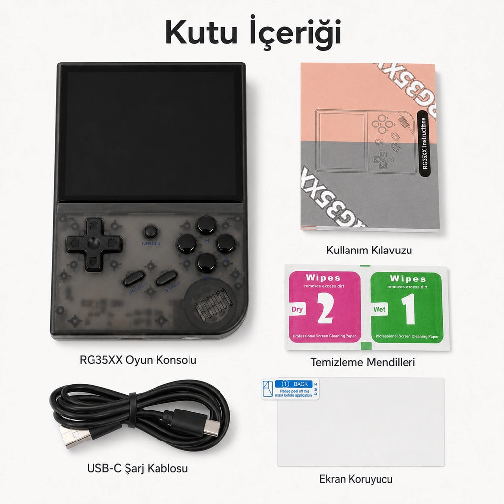 PELL ANBERNIC RG35XX TV Uyumlu Retro El Oyun Konsolu, 3.5 İnç IPS Ekran HDMI Taşınabilir Emülatör